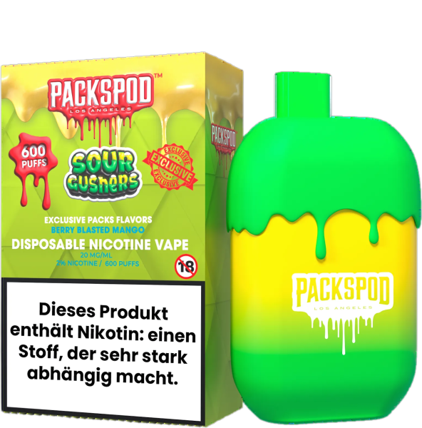 PackSpod - 600 Sour Gushers/Berry Blasted Mango 20mg
